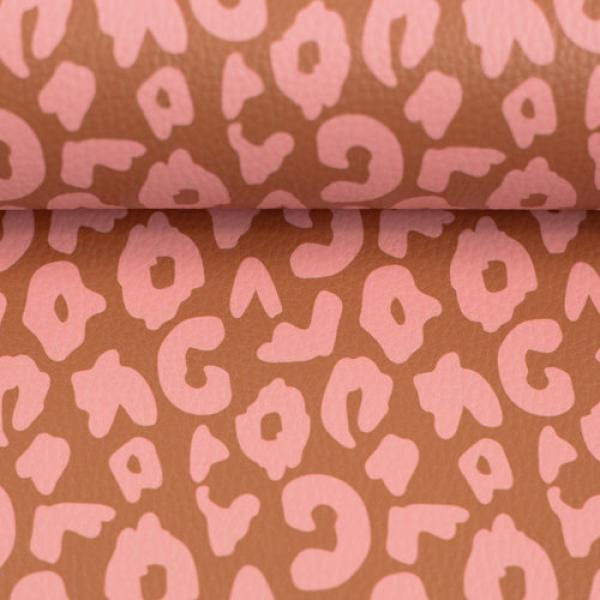 50x70 cm Zuschnitt Kunstleder Happy Collection Leo Terracotta/Lachs by Cherry Picking von Swafing